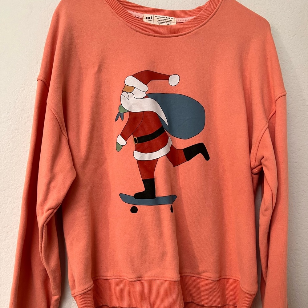 SKATEBOARD SANTA | in peach | Drop Shoulder Oversized Pullover | ADULT
